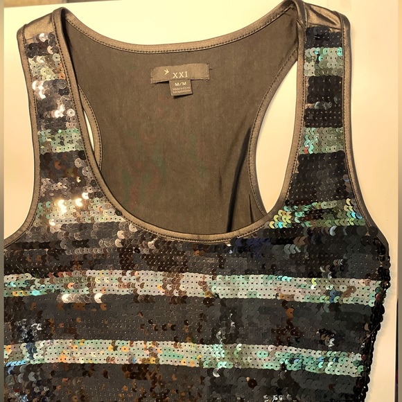 Tank top sequined black and silver/ grey - Picture 1 of 5